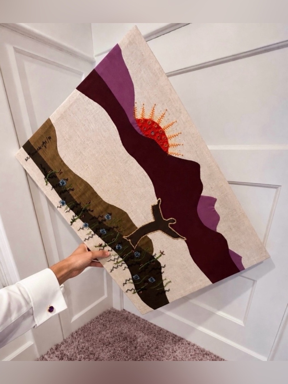Handmade Abstract Landscape Wall Art in Purple and Brown